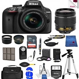 Nikon D3400 24.2 MP DSLR Camera (Black) w/ AF-P DX NIKKOR 18-55mm f/3.5-5.6G VR Lens + 55mm Wide Angle Lens + 2x Telephoto Lens + Case + 32GB SD Memory Card + UV + Tripod + Ultimate Accessory Bundle