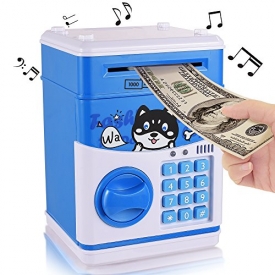 New Kids Cartoon Electronic Money Bank,Yoego Security Piggy Bank Mini ATM Password Coins Money Savings Box Toys Smart Voice & Music Prompt,Code Lock for Children/Toy Gifts Birthday Gift (blue dog)