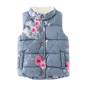 Vicbovo Clearance Sale Kids Toddler Girls Floral Fleece Jacket Vest Coat Waistcoat Warm Winter Clothes Outwear (Gray, 3T)