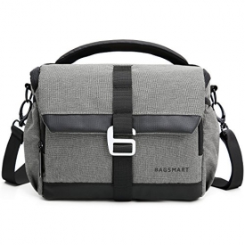 BAGSMART DSLR/SLR Camera Shoulder Bag Compact Gadget Bag with Thicken Top Handle & Adjustable Shoulder Strap, Grey