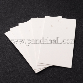 Paper Earring Card, with Three Holes, White, 90mm long, 50mm wide