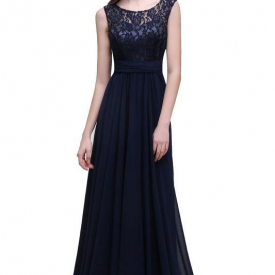 Chicloth Long Navy Blue Bridesmaid Dresses Plus Size