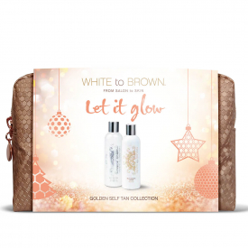 white to brown let it glow golden self tanning gift set