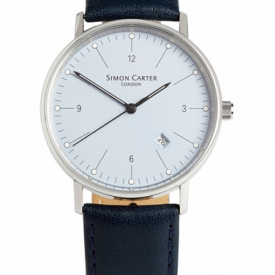 Blue Face Bevelled Window Watch