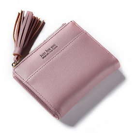 PU Leather Short Wallet Tassel 4 Card Slot Card Wallet