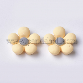 Resin Cabochons, Flower, Yellow, 24~24.5×24.5~25×7~8mm