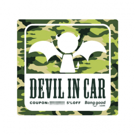 114x114mm Banggood Logo 5% OFF Coupon Car Stickers PVCANGEL IN CAR DEVIL IN CAR Decals