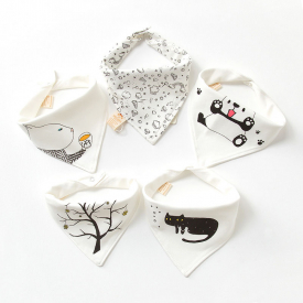 5-pack Adorable Cotton Baby Bibs