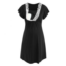 Solid Lace Maternity Nursing Dress