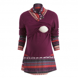 Ethnic Long Sleeves Maternity Nursing Top