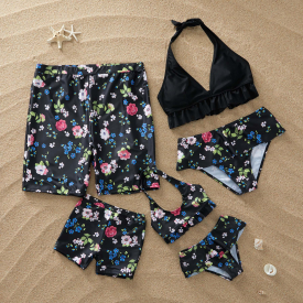 Family Matching Swimsuit with Floral Pants