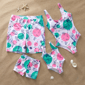 Adorable Printed Matching Swimsuit for Family