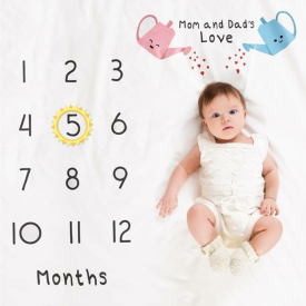 “Mom and Dad’s Love” Print Baby Milestone Blanket Photography Background Prop