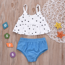 2-piece Heart Print Swimsuit Set