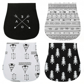 4 Pcs 3-layer Arrow Print Baby  Burp Bibs Anti-Spitting Milk Pad Set