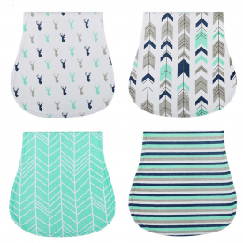 4 Pc 3-layer Cotton Baby  Burp Bibs Anti-Spitting Milk Pad Set