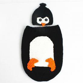 Newborn Penguin Design Photography Prop Sleeping Bag and Hat