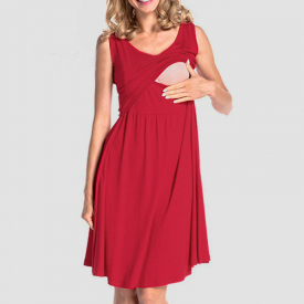 Stylish Short-sleeve Maternity Nursing Dress