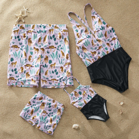 Animal Pattern One-Piece Family Matching Swimwear