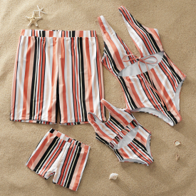 Colorful Stripe Matching Swimsuit for Summer