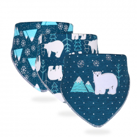 3-pack Bear Snowflake Embroidered Striped Bibs Set for Baby