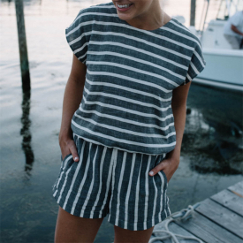 Fashionable Striped Summer Romper