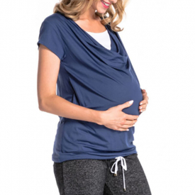 Trendy Color Blocked Short-sleeve Nursing Tee