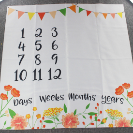 Banner Floral Print Baby Milestone Blanket Photography Background Prop