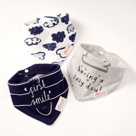 3-pack Letter Cloud Print Bibs Set for Baby