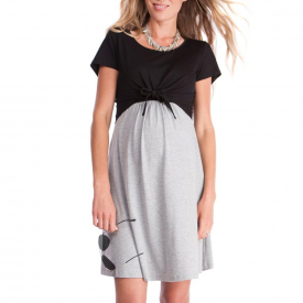 Maternity Nursing Tie Bow Short-sleeve Dress