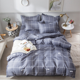 4 Pcs Square Striped Home Bed Cover Set