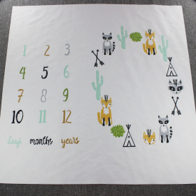Adorable Fox Print Baby Milestone Blanket Photography Background Prop