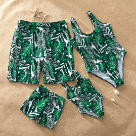 Full of Leaf One-Piece Family Matching Swimsuit