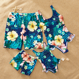 Light Flower Print Matching Swimsuits