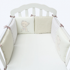 6 Pcs Floral Embroidered Baby Crib Bumper Pads