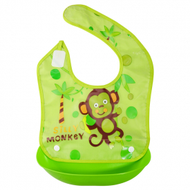 1-pack Detachable Waterproof Cartoon Print Bib