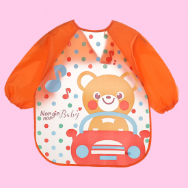 Waterproof Cartoon Print Long-sleeve Feeding Bib