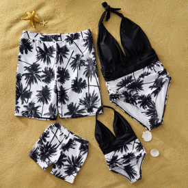 Coconut Tree Print Family Matching Swimsuit