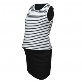 Faux-two Stylish Striped Irregular Sleeveless Maternity Dress