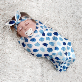 Dotted Print Swaddle and Headband
