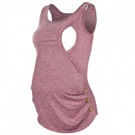 Fashionable Button-embellished Nursing Tank