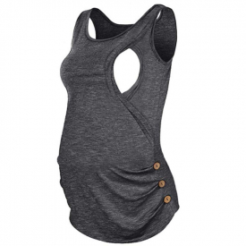 Fashionable Button-embellished Nursing Tank