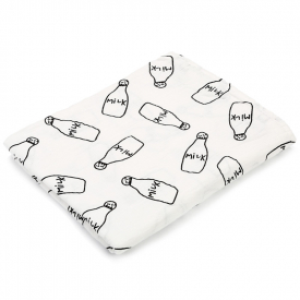 Milk Bottle Print Muslin Cotton Baby Swaddle Blanket