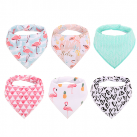 6-pack Flamingo Print Cotton Bibs