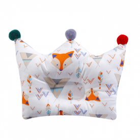 Newborn Breathable Fox Print Organic Cotton Crown Pillow
