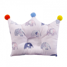 Newborn Breathable Elephant Print Organic Cotton Crown Pillow