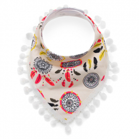 1-pack Pompon Decor Double-layer Bib with Hole