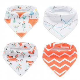 4-pack Fox Print Cotton Bibs