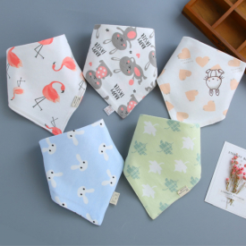 5-pack Animal Print Cotton Bibs