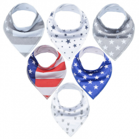6-pack Star Print Cotton Bibs